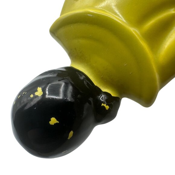 Vintage Asian-Inspired Yellow Ceramic Figurines Male & Female Pair Hand-Painted - Picture 5 of 8